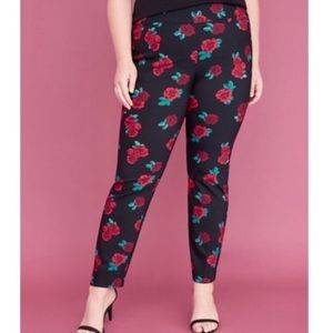Lane Bryant red rose alie cropped pants
